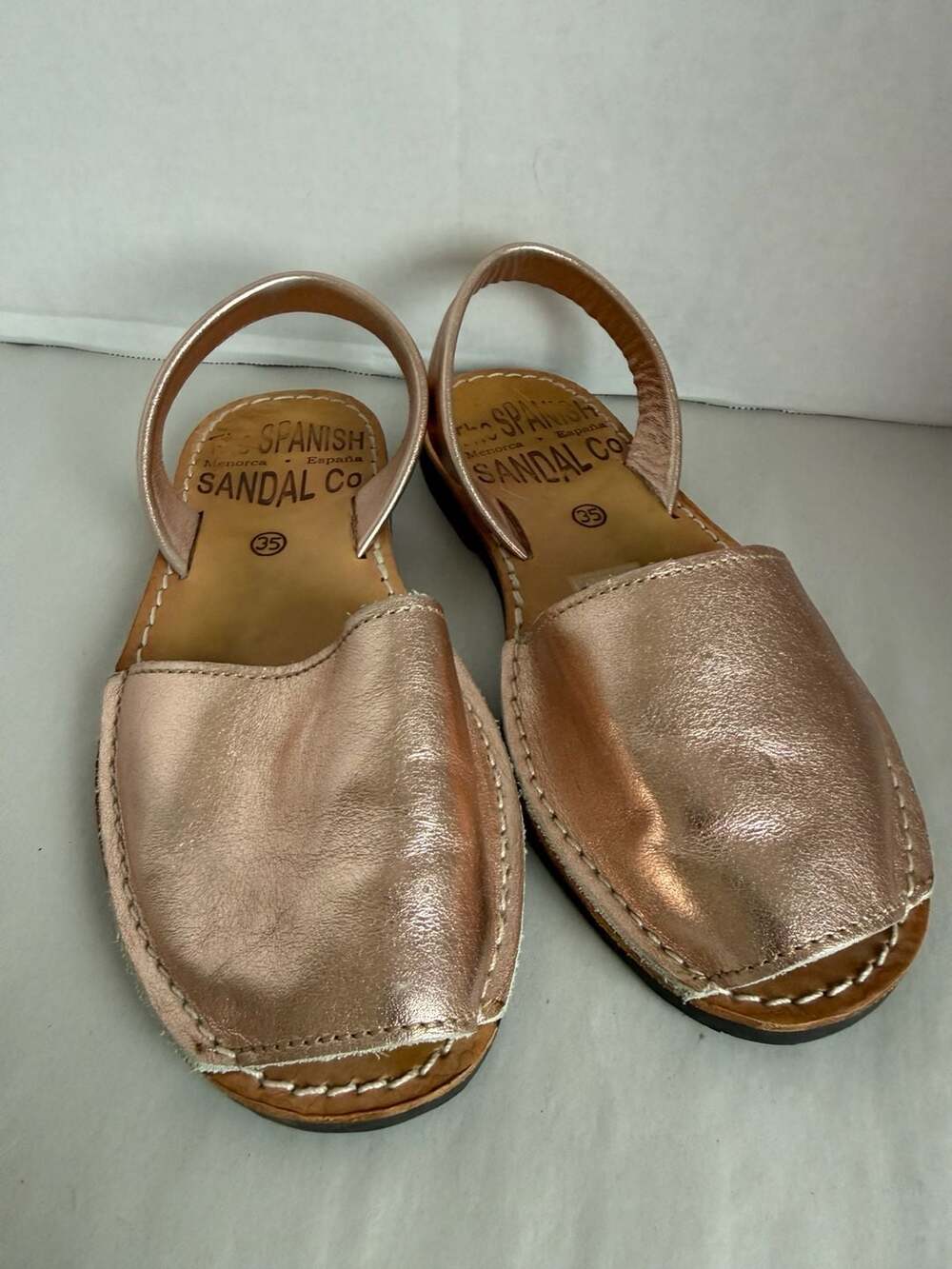 The Spanish Sandal Co. Women's Metallic Rose Gold Avarca Sandals - Picture 3 of 6